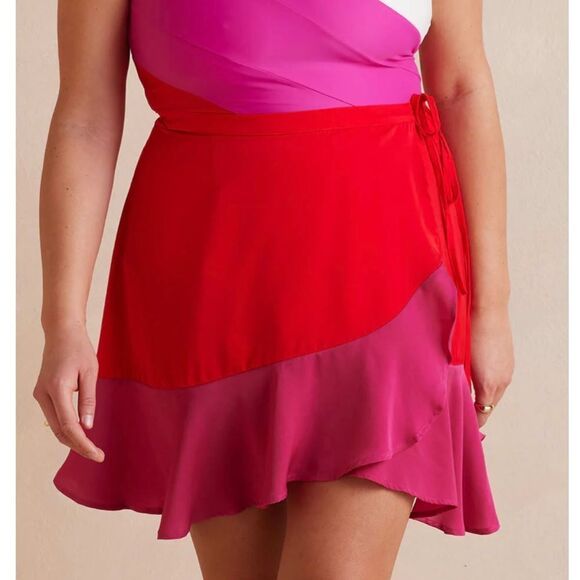 Summersalt The Short Beach to Brunch Coverup Wrap Skirt NEW Size Large Pink - Picture 3 of 9